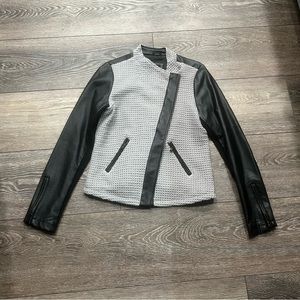 Blanc noir leather biker jacket